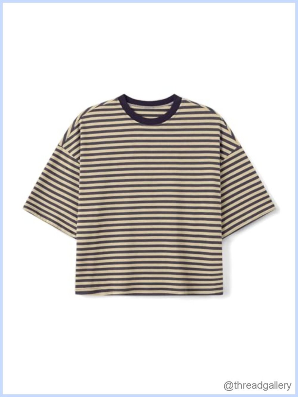 Oversized Striped Crop Top Short Sleeve Crewneck Tee Women